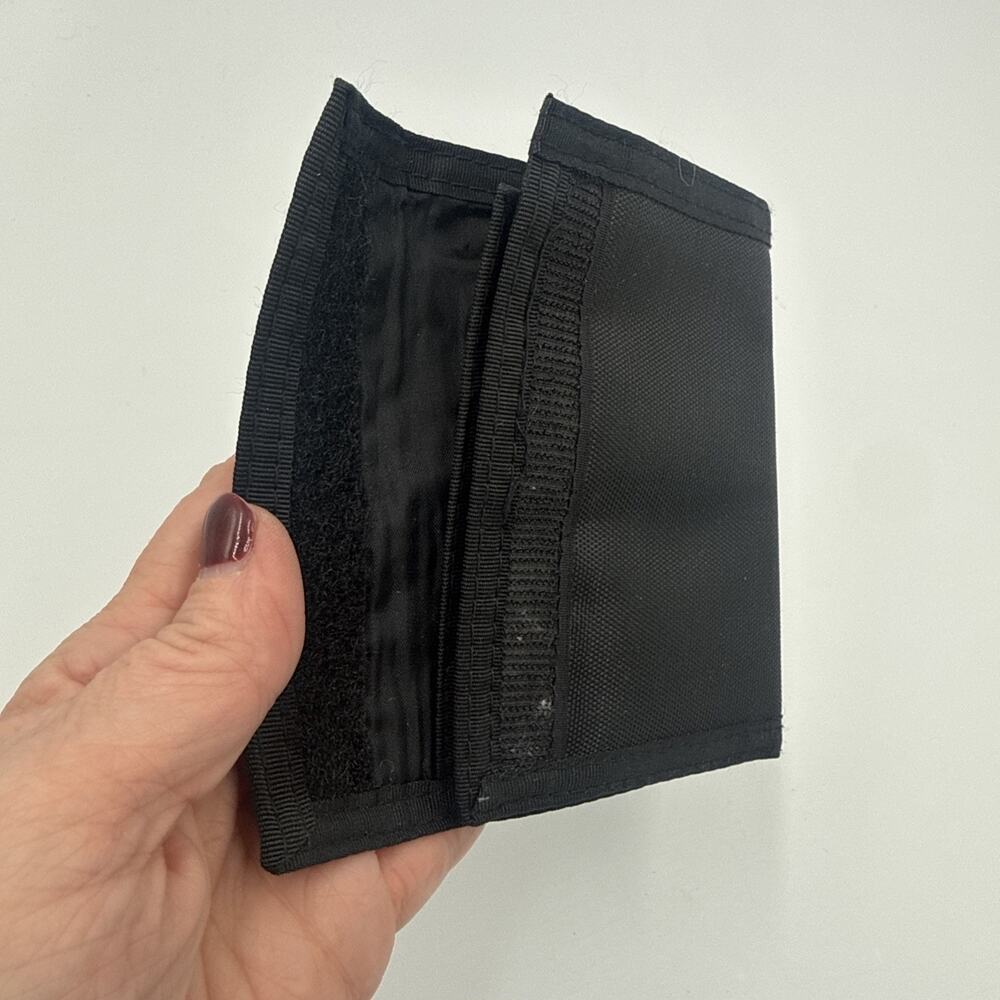 Vintage Harley Davidson Black Trifold Wallet Gold Logo Nylon Biker 1980s Retro - Picture 6 of 7